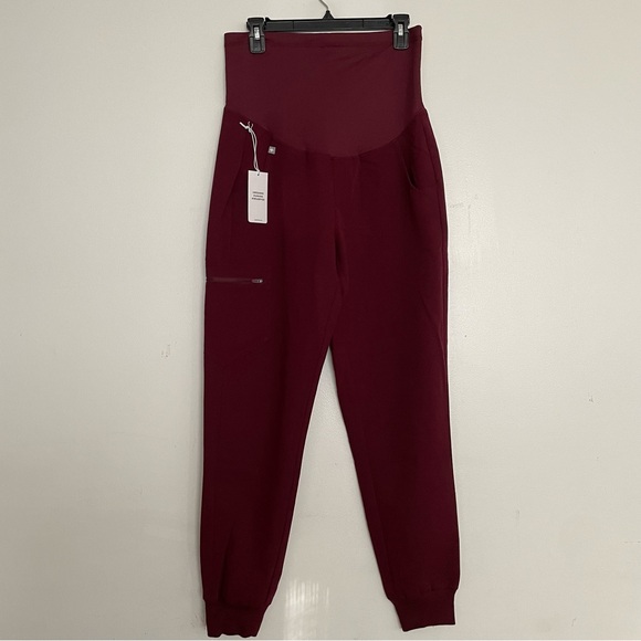 FIGS Zamora Maternity Jogger Scrub Pants Burgundy 1907 Pants Size Small - Picture 1 of 8